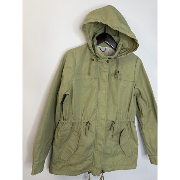 Banana Republic Women's Utility Safari Military Anorak Jacket Hooded Sz L Green - Picture 2 of 12